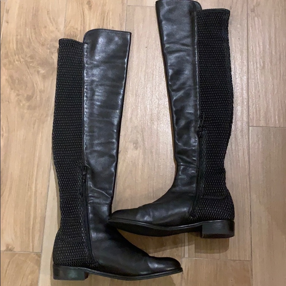 Stuart Weitzman black leather boots.